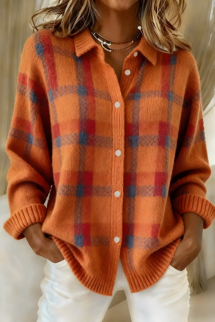 GEORGIA™ | CLASSIC CHECKED KNIT CARDIGAN