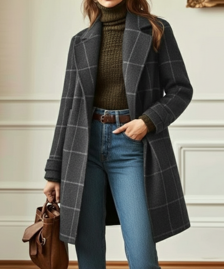 IMOGEN | RETRO LAPEL CHECK TWEED COAT