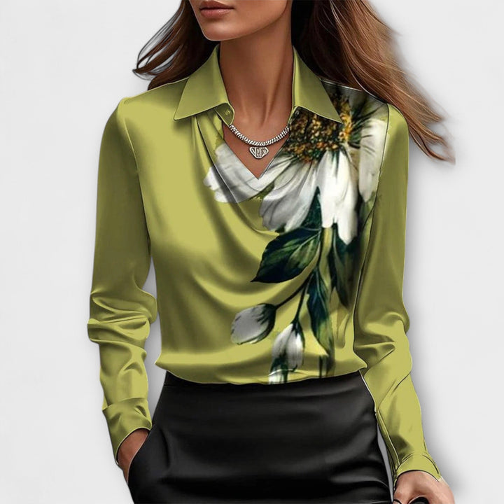 SAMANTHA | SHINY BLOUSE WITH GATHERED COLLAR