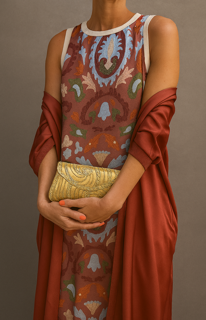 CORVALISSE | ELEGANT MAXI DRESS WITH MATCHING STOLE