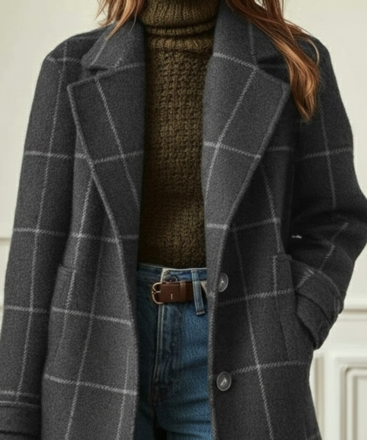 IMOGEN | RETRO LAPEL CHECK TWEED COAT