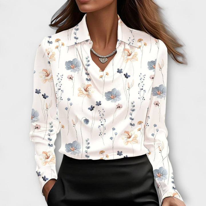 SAMANTHA | SHINY BLOUSE WITH GATHERED COLLAR