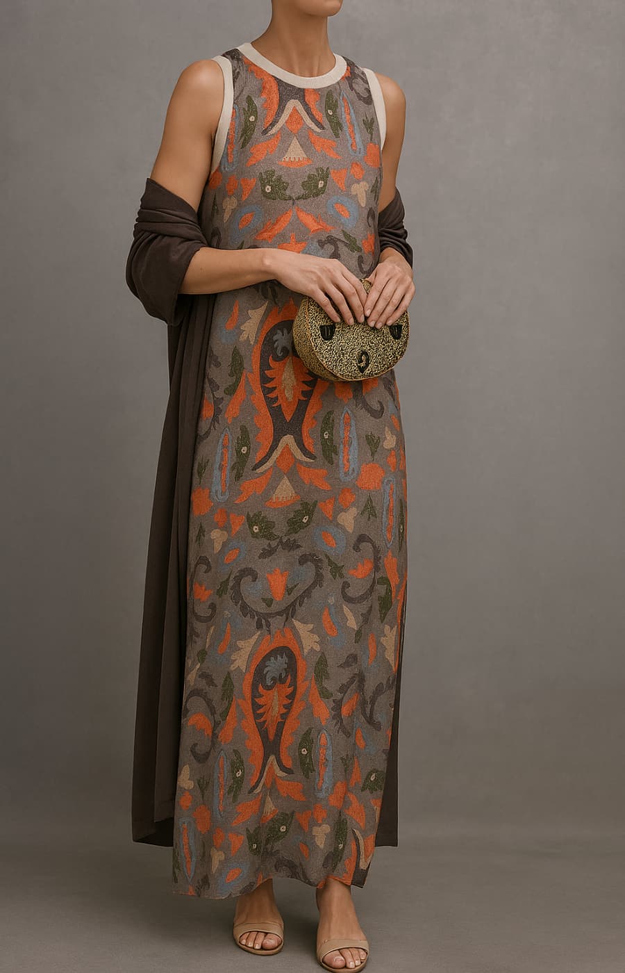 CORVALISSE | ELEGANT MAXI DRESS WITH MATCHING STOLE