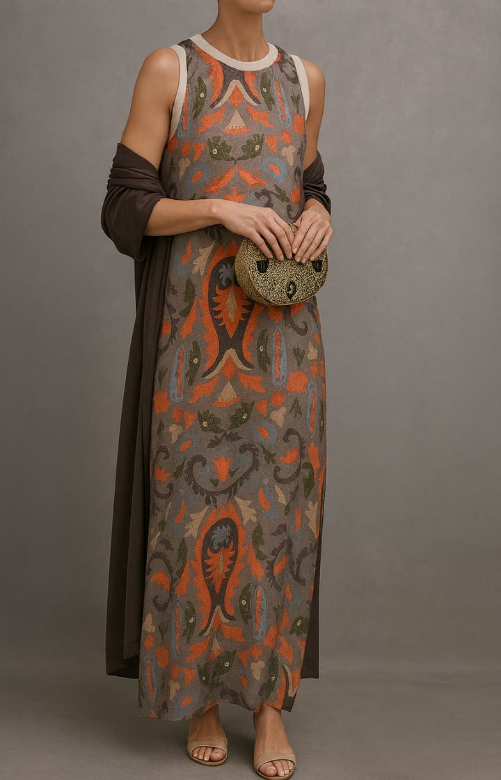 CORVALISSE | ELEGANT MAXI DRESS WITH MATCHING STOLE
