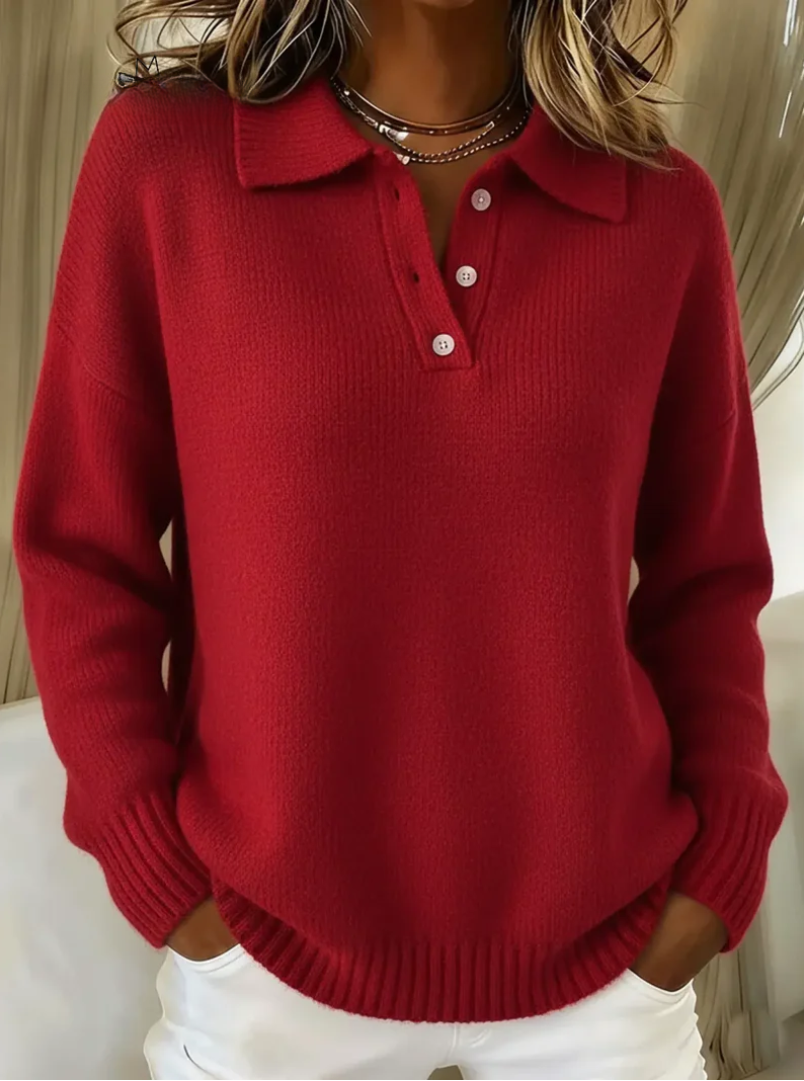 RUTH | SOFT KNIT POLO SWEATER