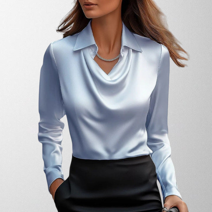 SYLVIE | BLOUSE WITH LUXURIOUS SHEEN AND PLEATED NECKLINE