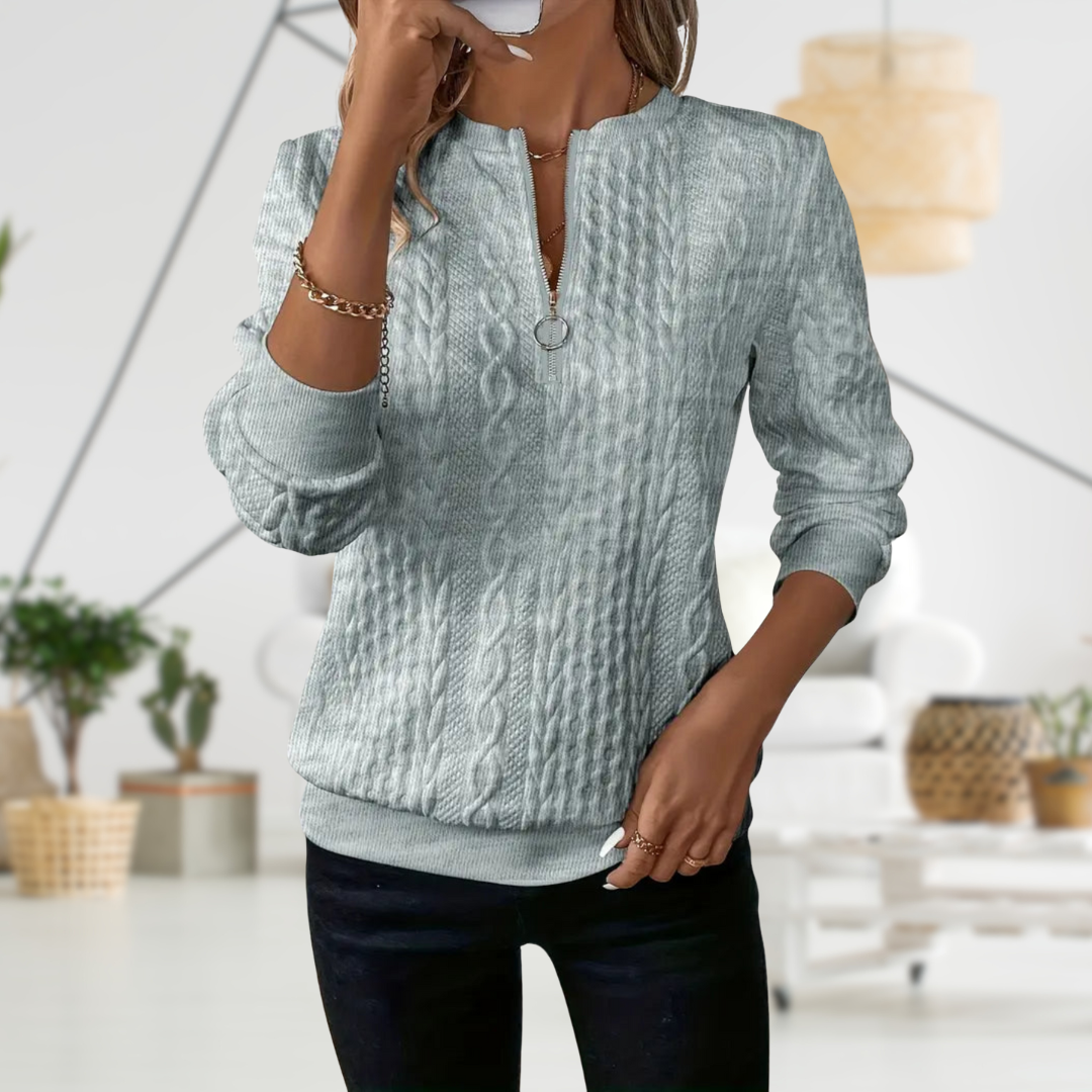 DIANE | CABLE KNIT ZIP-UP JUMPER