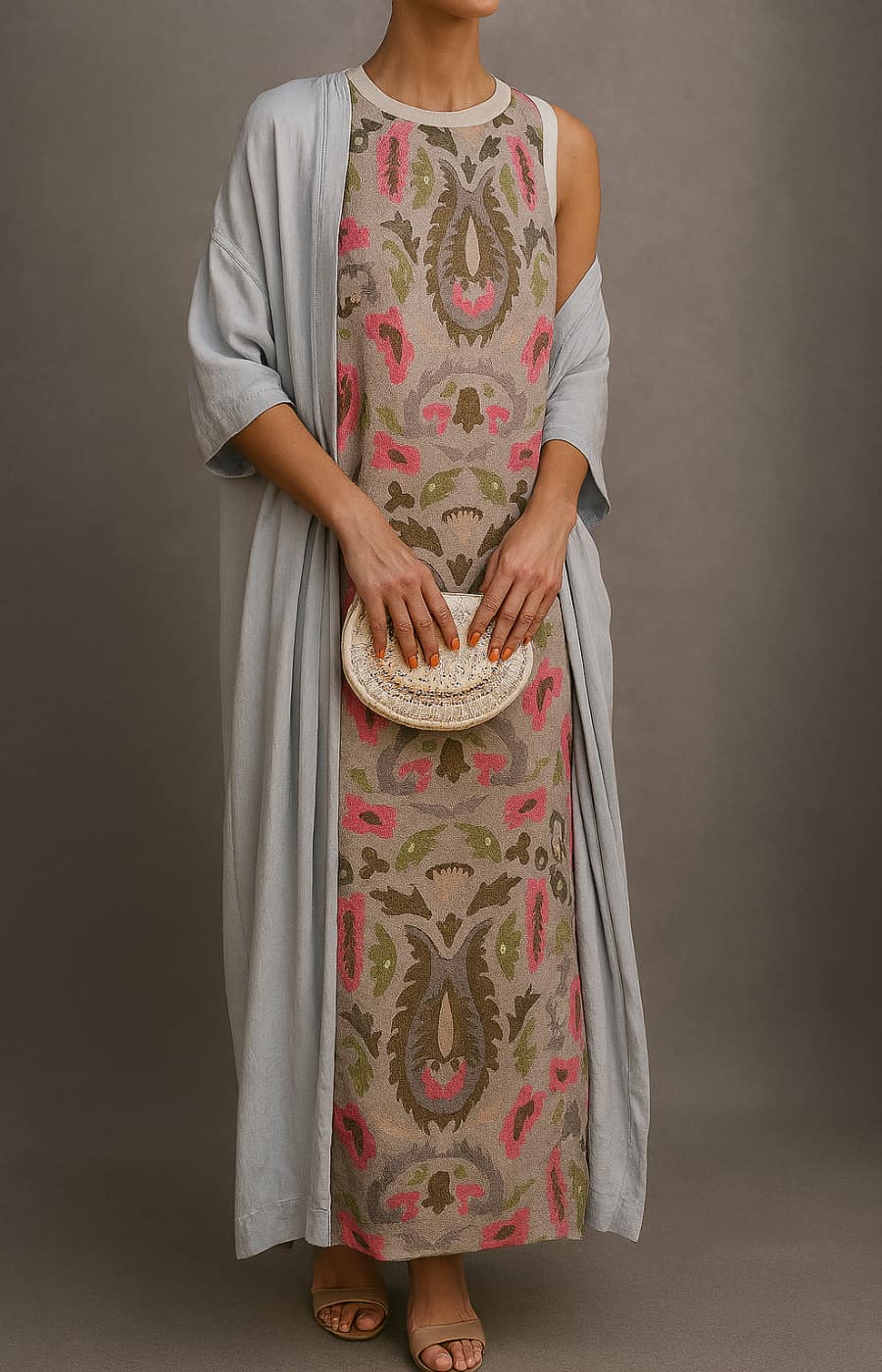 CORVALISSE | ELEGANT MAXI DRESS WITH MATCHING STOLE