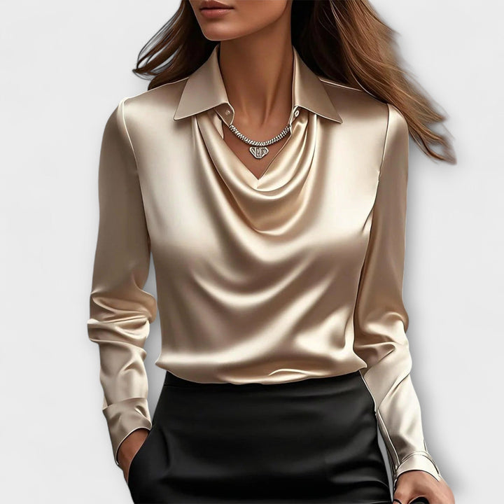 SAMANTHA | SHINY BLOUSE WITH GATHERED COLLAR