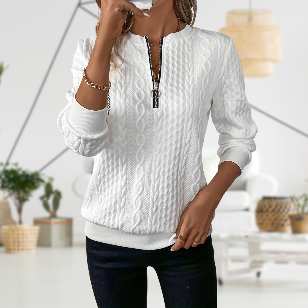 DIANE | CABLE KNIT ZIP-UP JUMPER