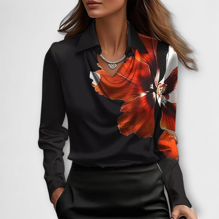 SAMANTHA | SHINY BLOUSE WITH GATHERED COLLAR