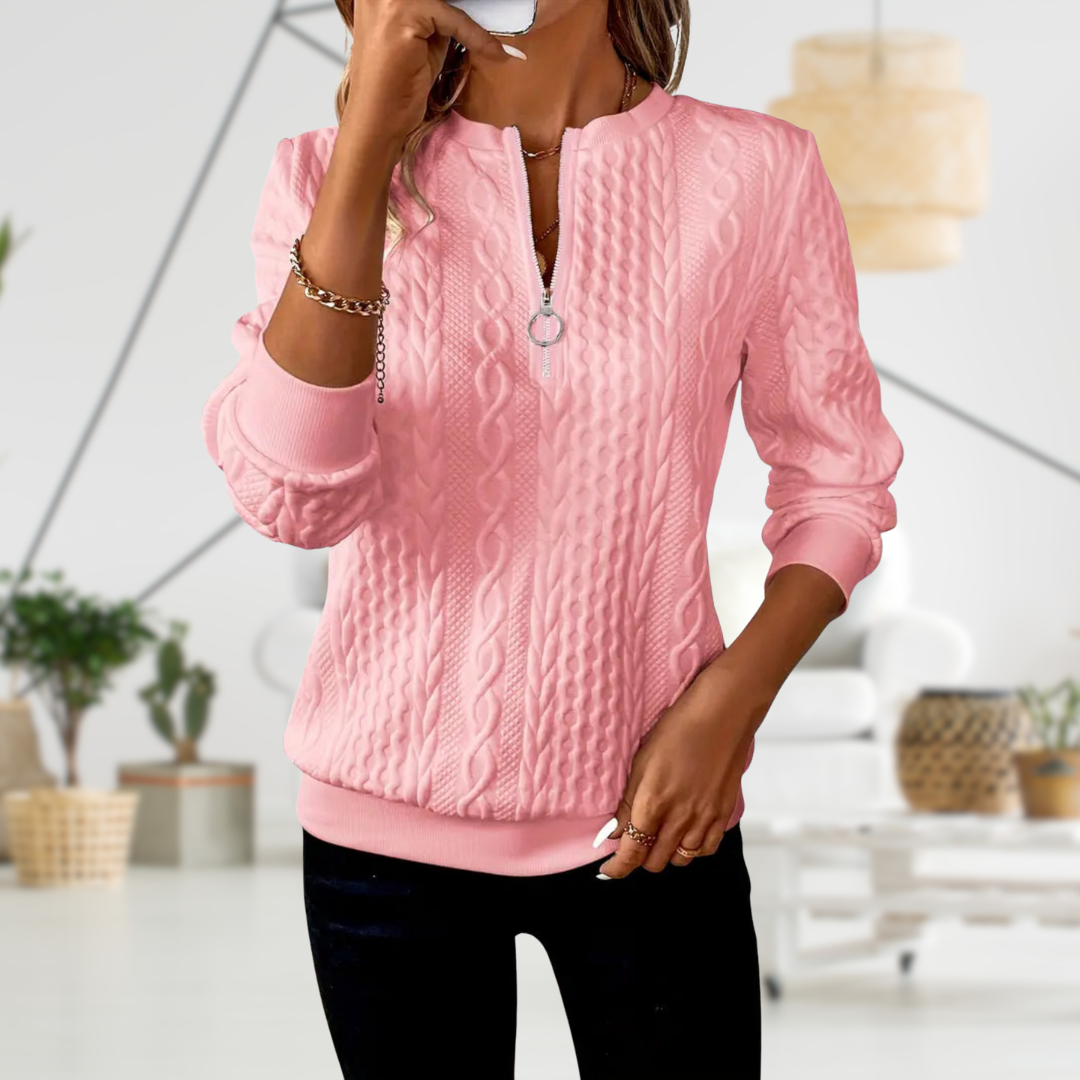 DIANE | CABLE KNIT ZIP-UP JUMPER