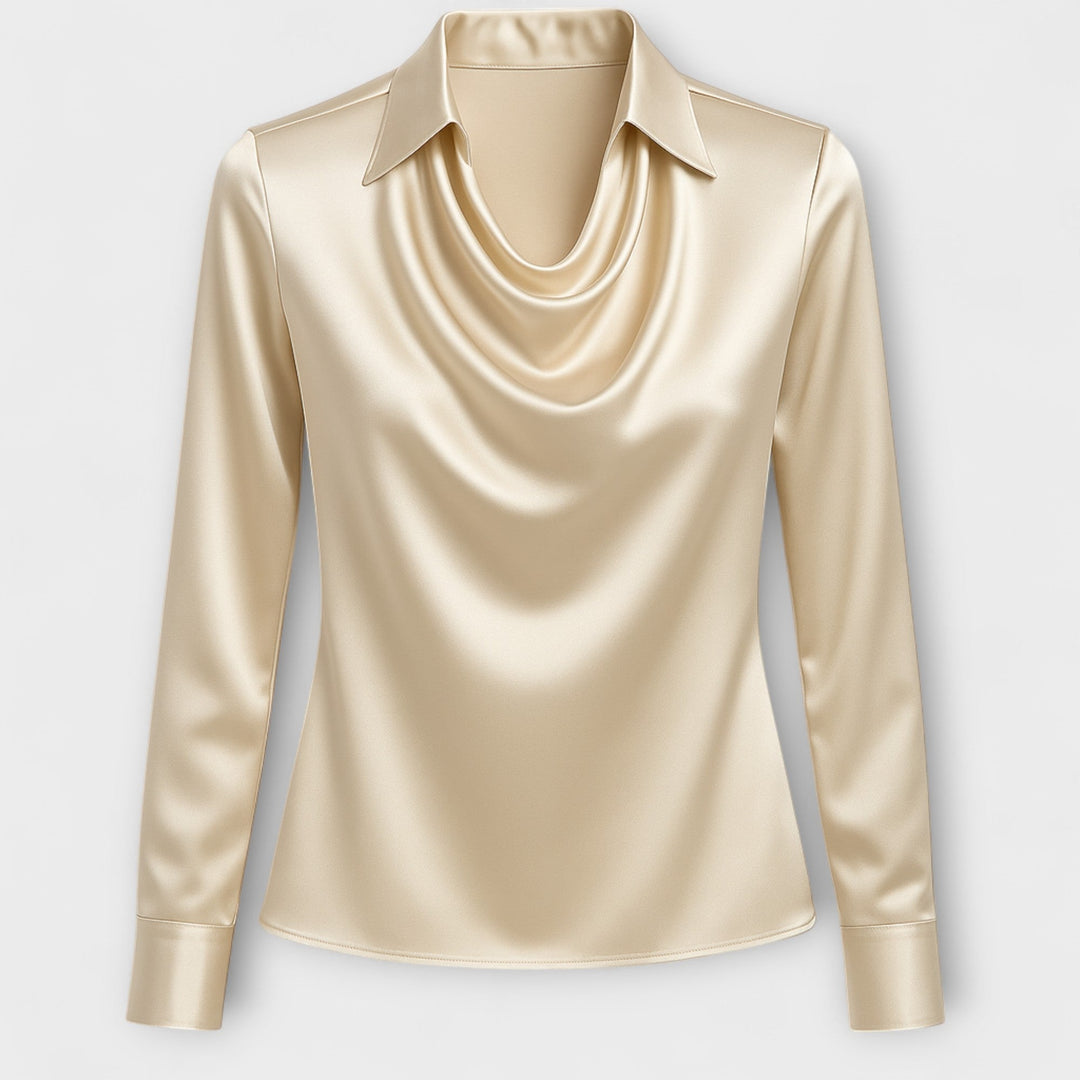 SAMANTHA | SHINY BLOUSE WITH GATHERED COLLAR