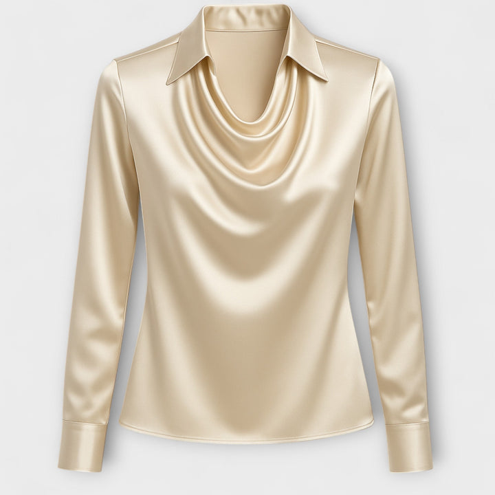 SAMANTHA | SHINY BLOUSE WITH GATHERED COLLAR