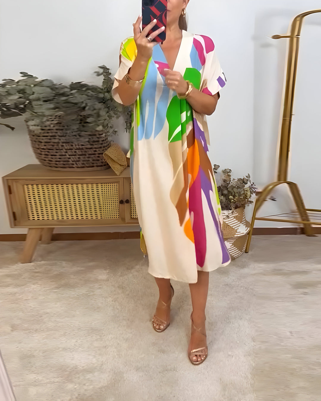 EVELORA | CASUAL COLOURFUL DRESS