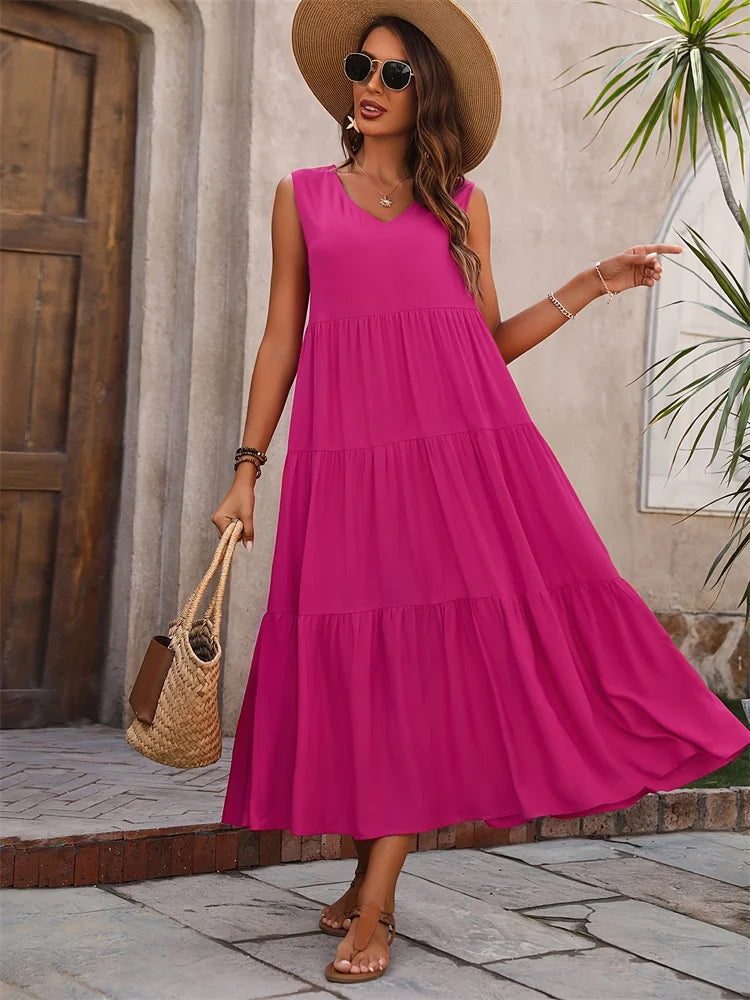 SELVIERA | FLARED SUMMER MAXI DRESS
