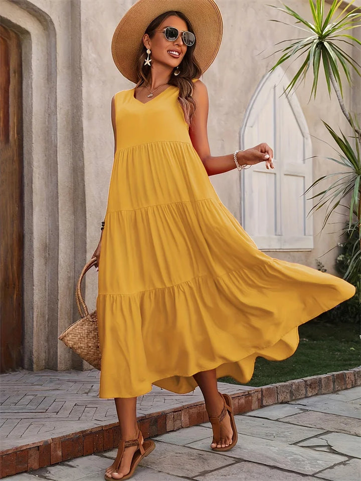 SELVIERA | FLARED SUMMER MAXI DRESS