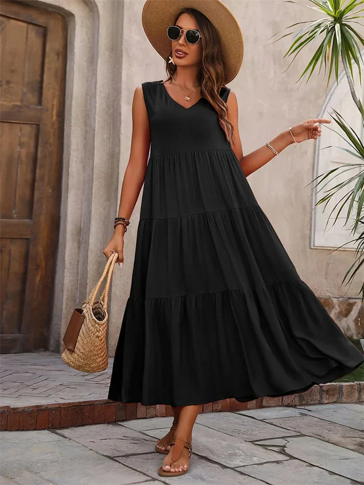 SELVIERA | FLARED SUMMER MAXI DRESS