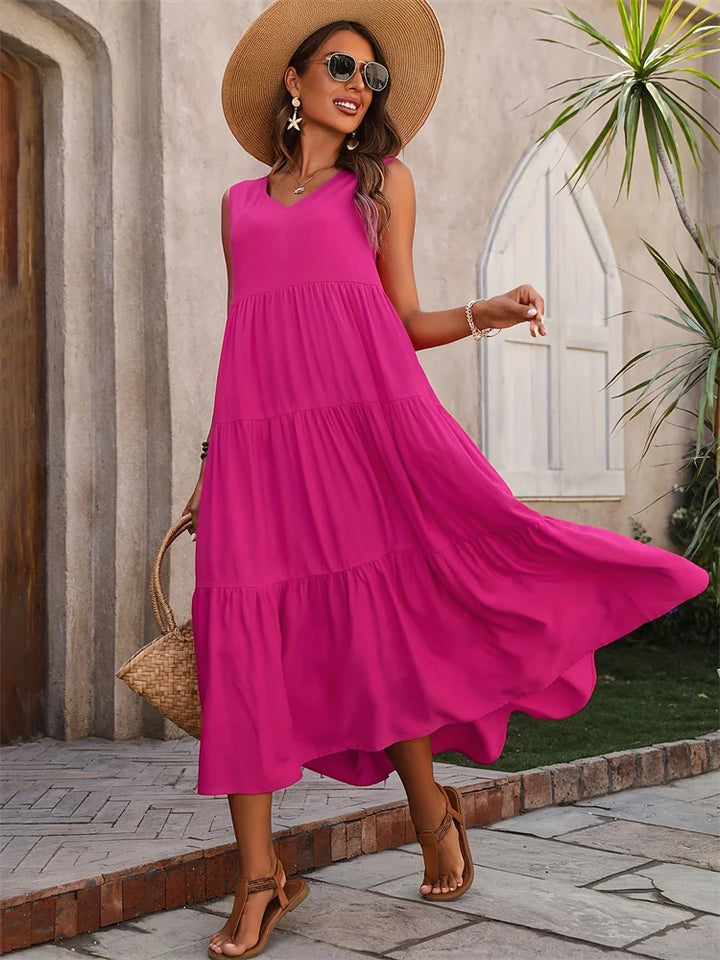 SELVIERA | FLARED SUMMER MAXI DRESS