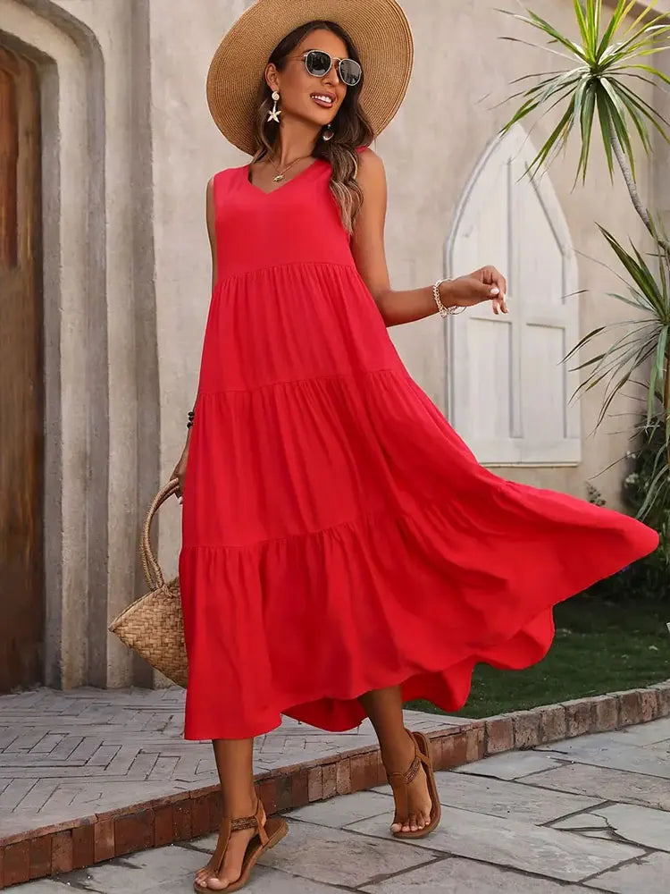 SELVIERA | FLARED SUMMER MAXI DRESS