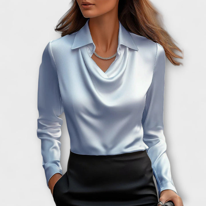 SAMANTHA | SHINY BLOUSE WITH GATHERED COLLAR