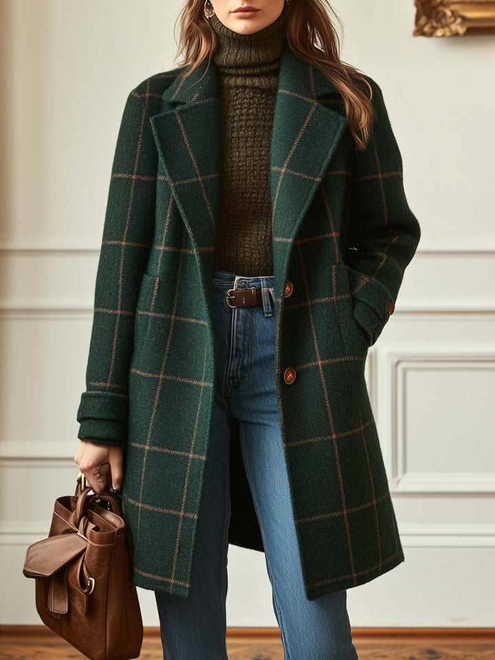 IMOGEN | RETRO LAPEL CHECK TWEED COAT