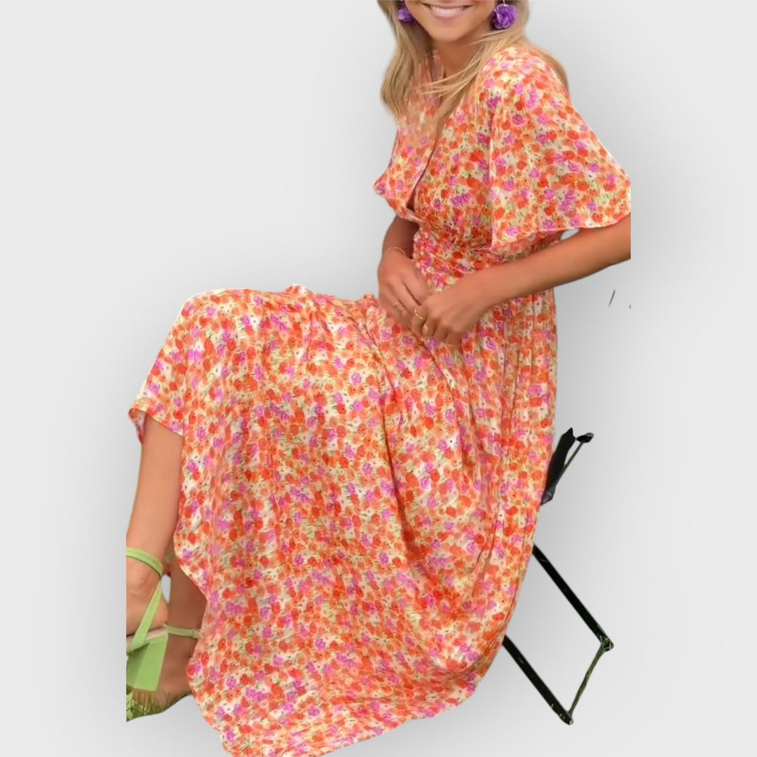 RHIELLE | V-NECK MAXI DRESS