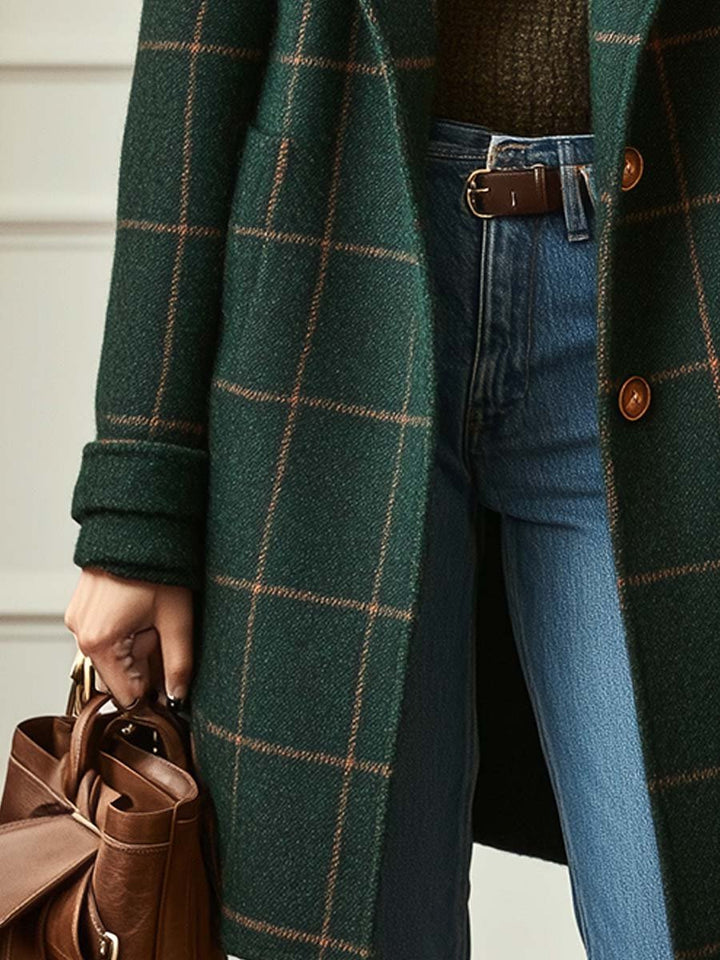 IMOGEN | RETRO LAPEL CHECK TWEED COAT