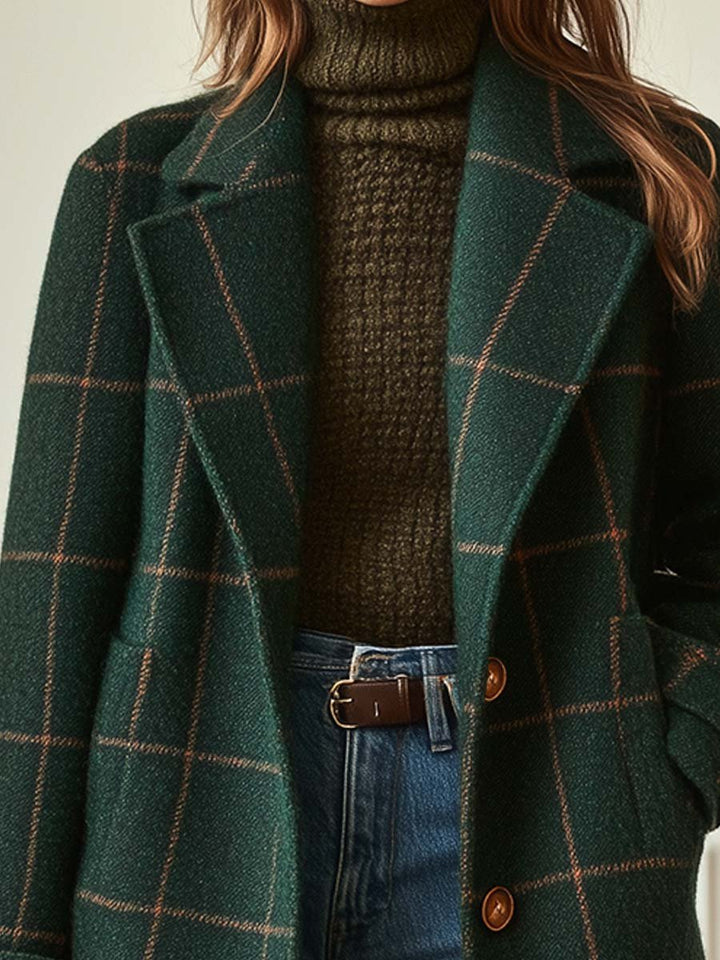 IMOGEN | RETRO LAPEL CHECK TWEED COAT